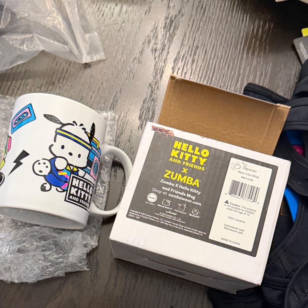 Zumba Fitness Hello Kitty Mug with Blue and Pink Accents